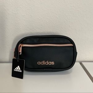 Adidas Black & Rose Gold Leather Waist Fanny Pack NWT